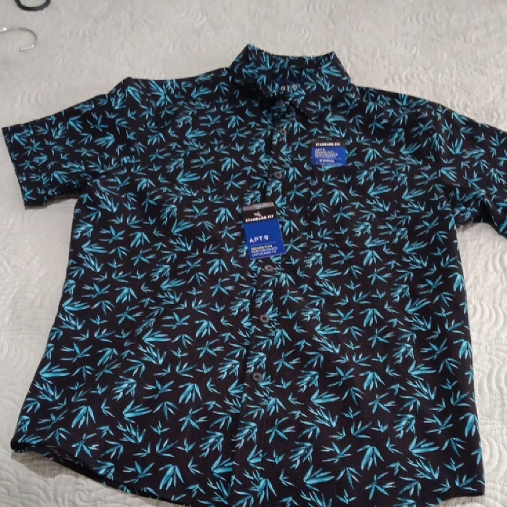 Men's Black and Blue Patterned Shirt